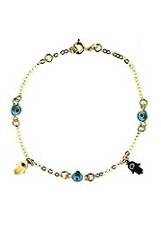 lovely tiny white blue hamsas and blue eyes baby charm bracelet